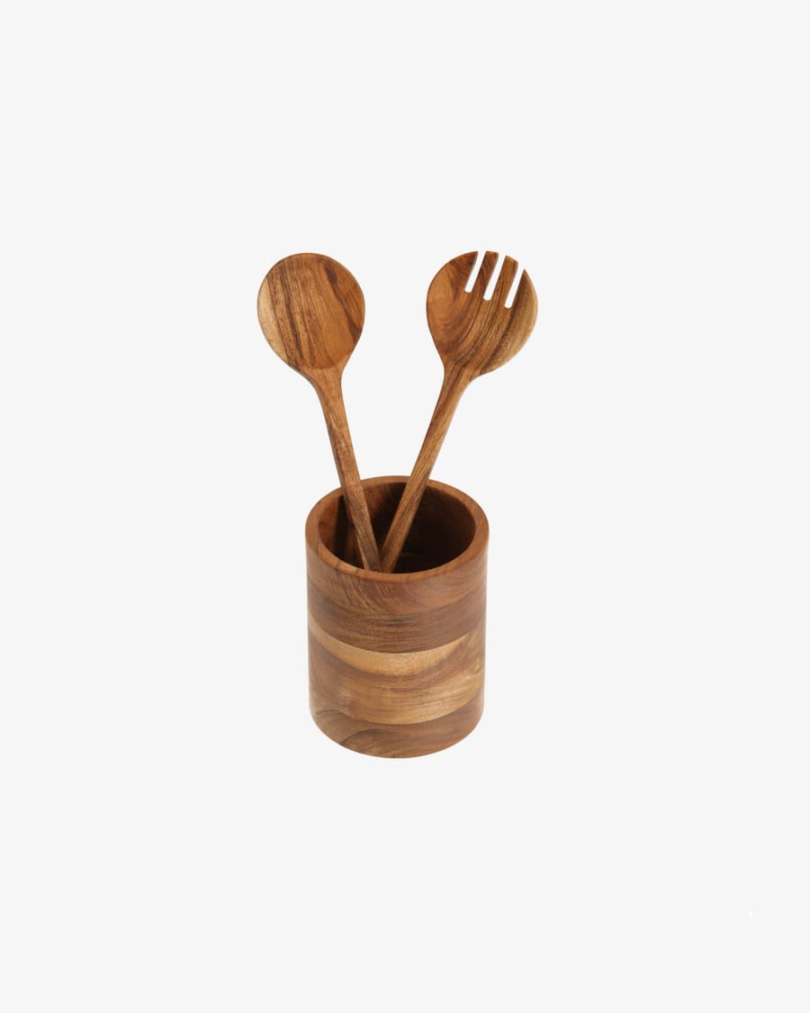 Yanila solid acacia wood kitchen utensil holder