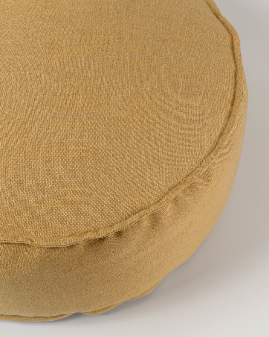 Mustard-yellow Maelina Pouf Ø 70 cm