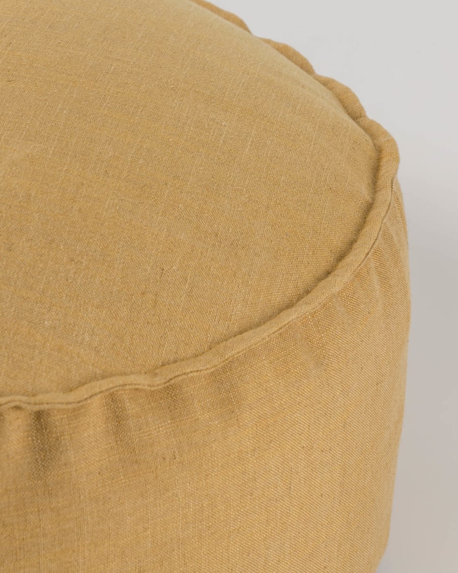 Mustard-yellow Maelina Pouf Ø 70 cm