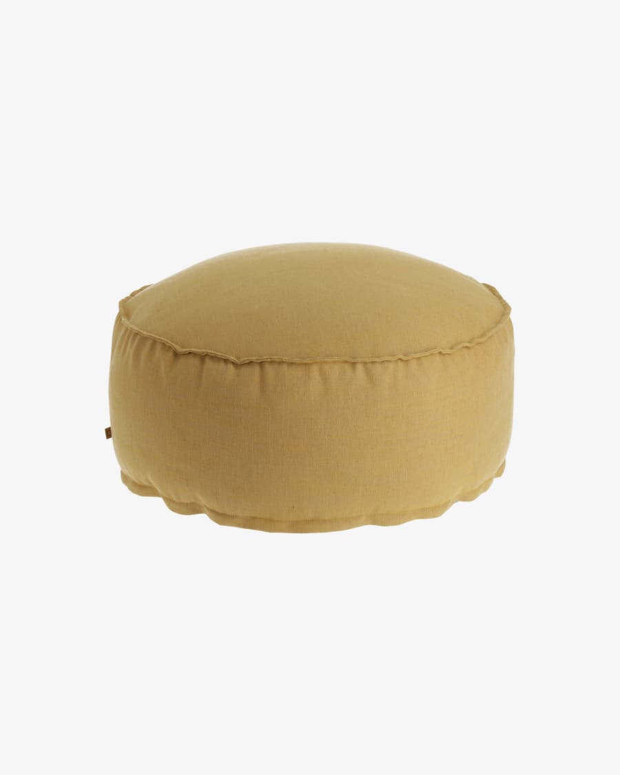 Mustard-yellow Maelina Pouf Ø 70 cm