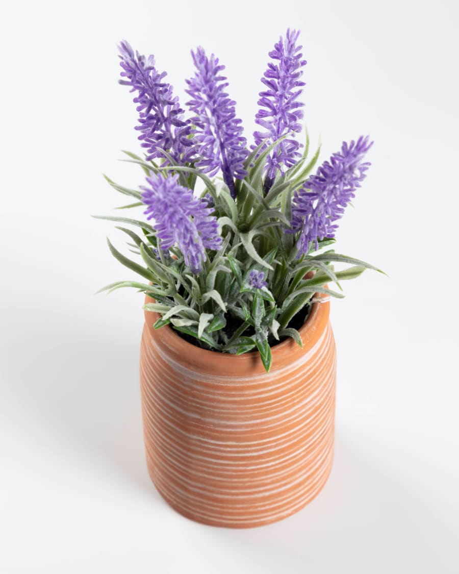 Planta artificial Lavanda amb test de ceràmica marró 22 cm