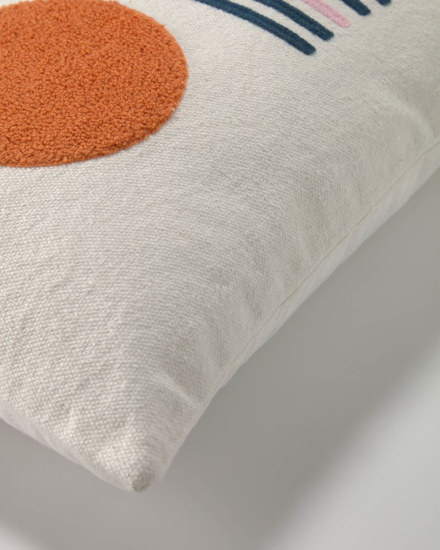 Natala 100% cotton yellow semicircle cushion cover white 30 x 50 cm