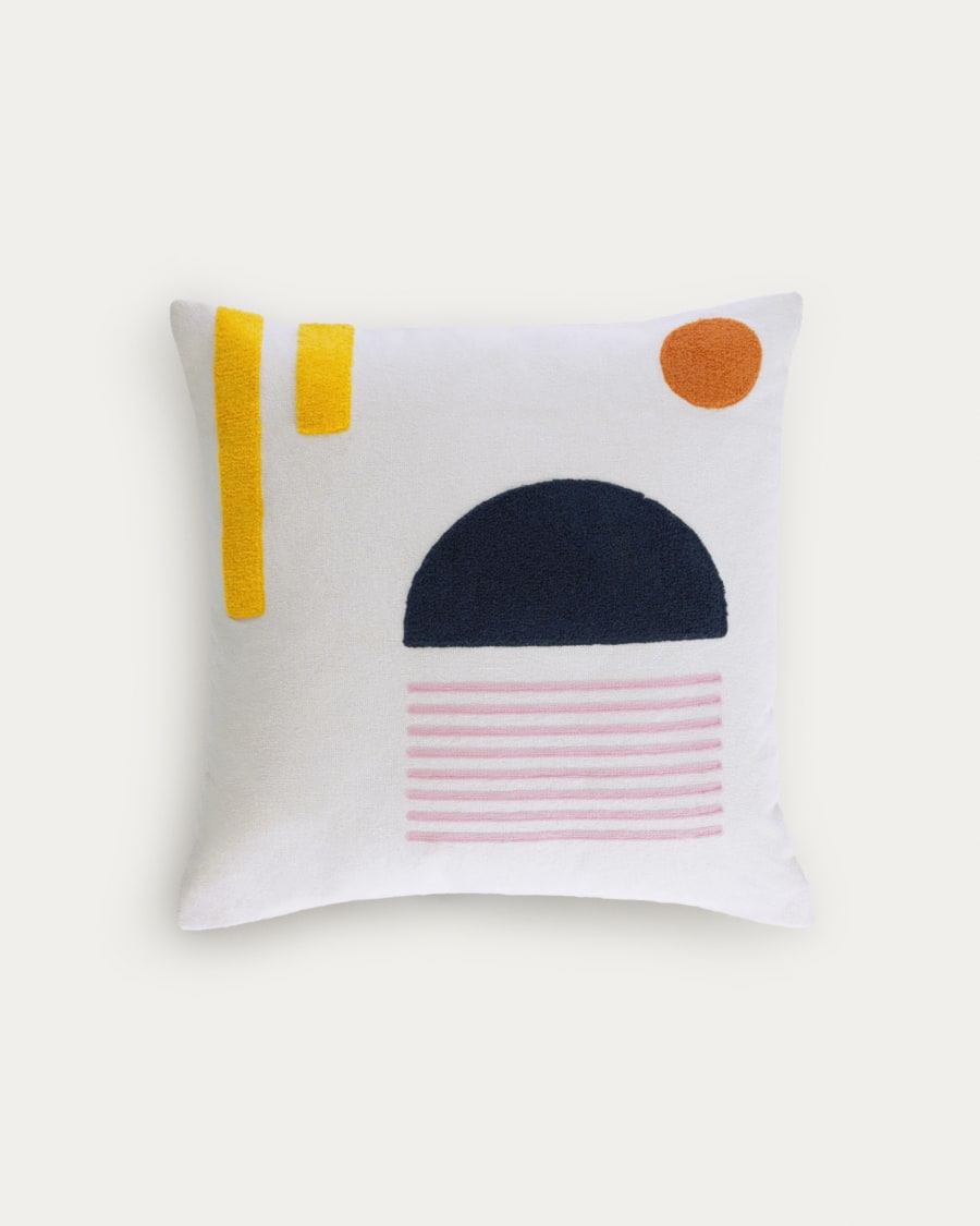 Natala 100% cotton blue semicircle cushion cover white 45 x 45 cm