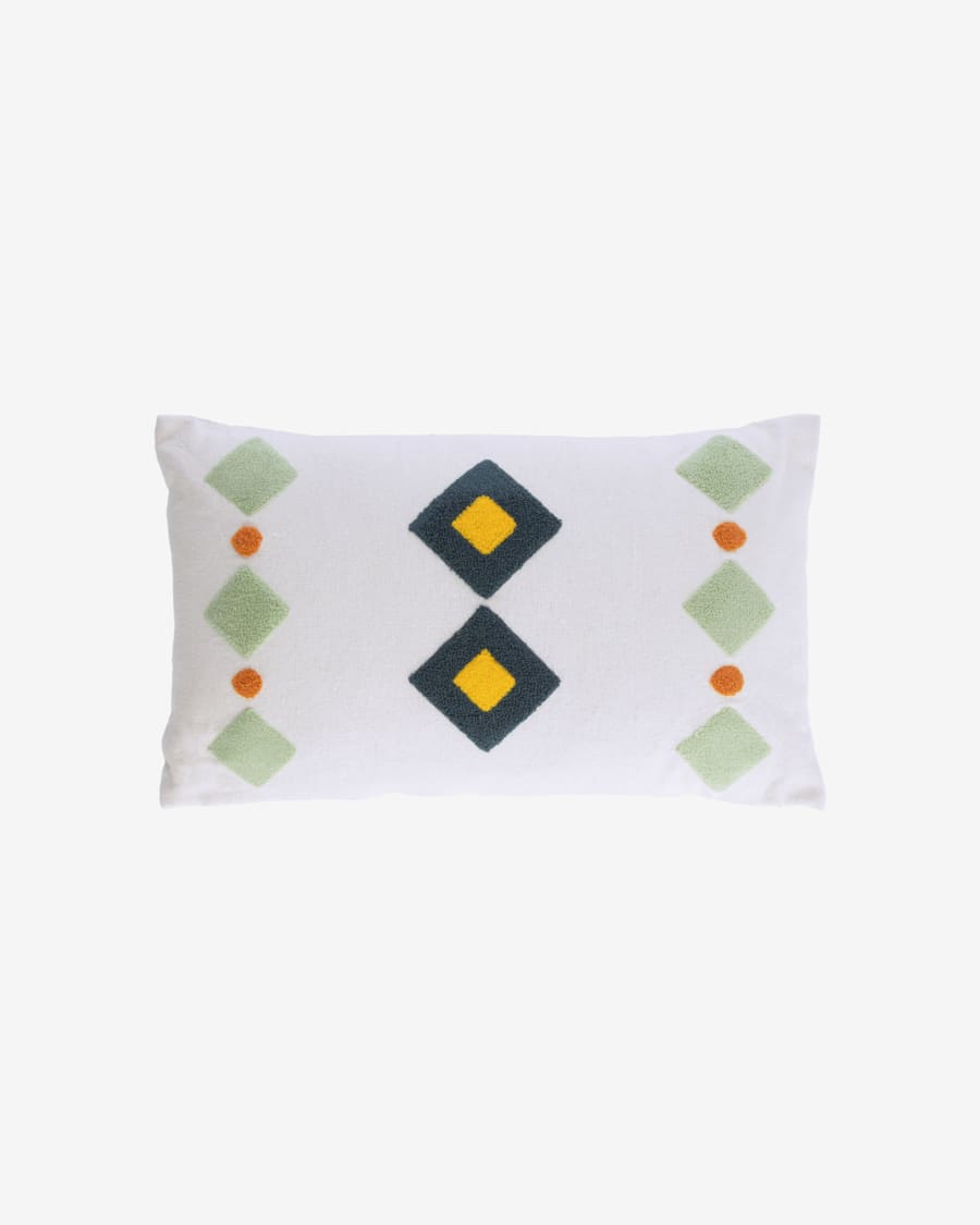 Itri 100% cotton multi-colour rhombus cushion cover white 30 x 50 cm