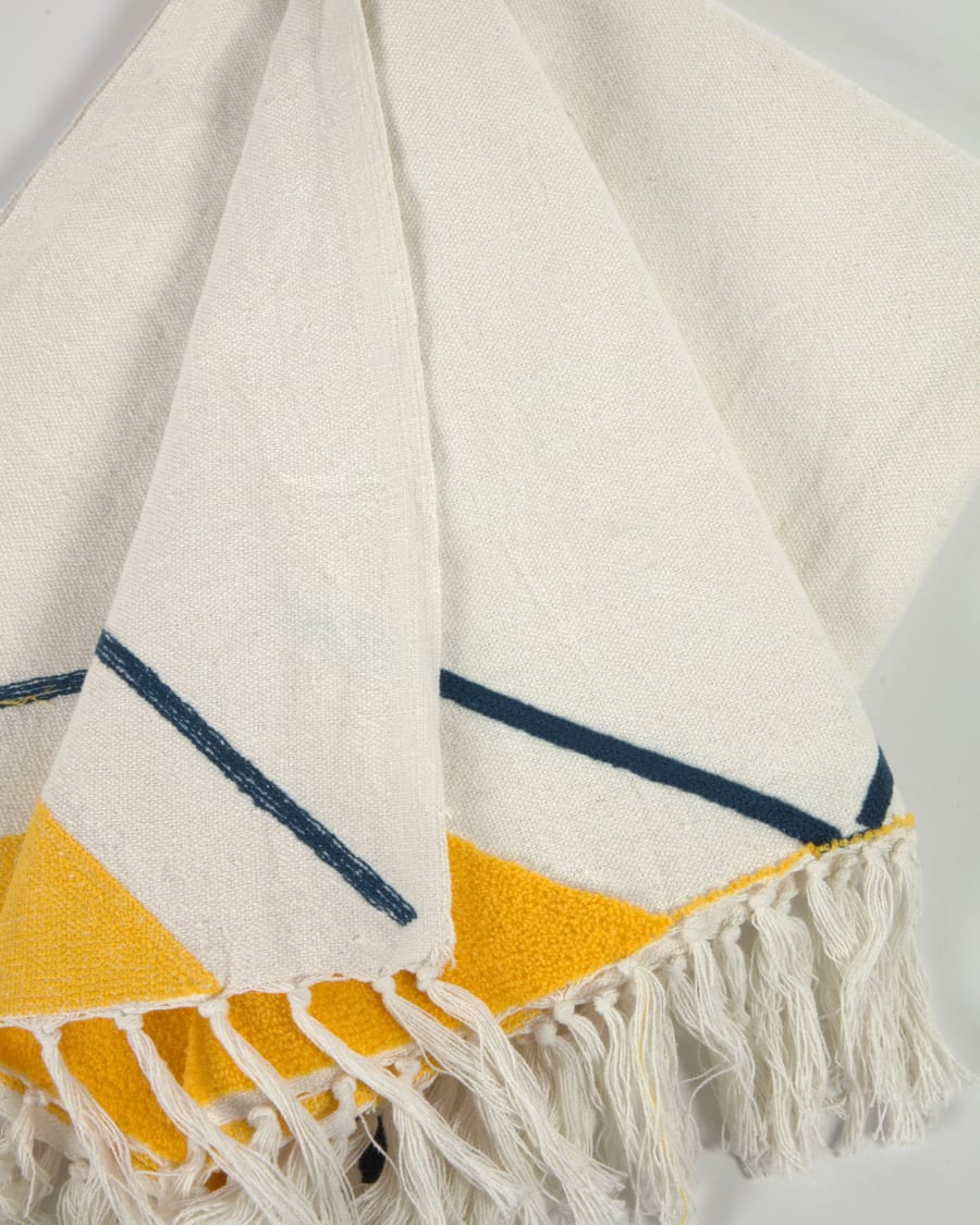 Itri 100% cotton multi-colour rhombus throw white 130 x 170 cm