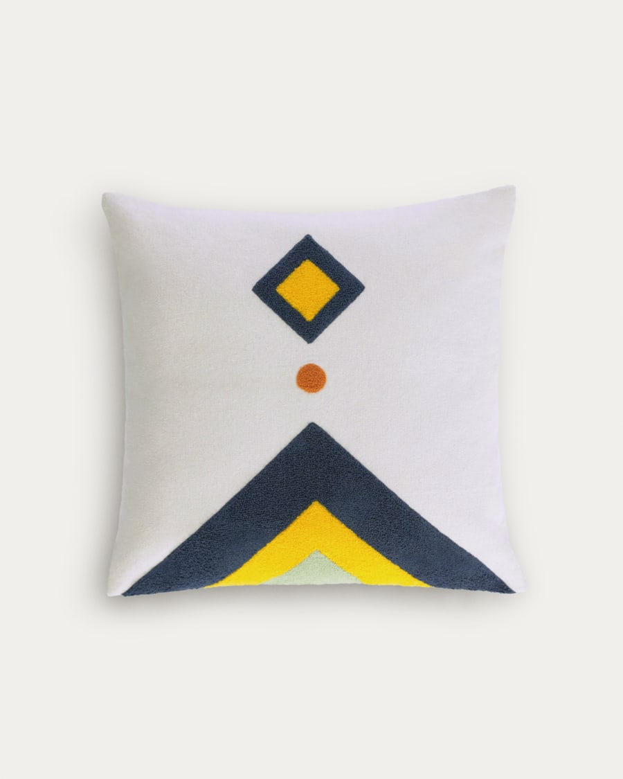 Itri 100% cotton multi-colour rhombus cushion cover white 45 x 45 cm