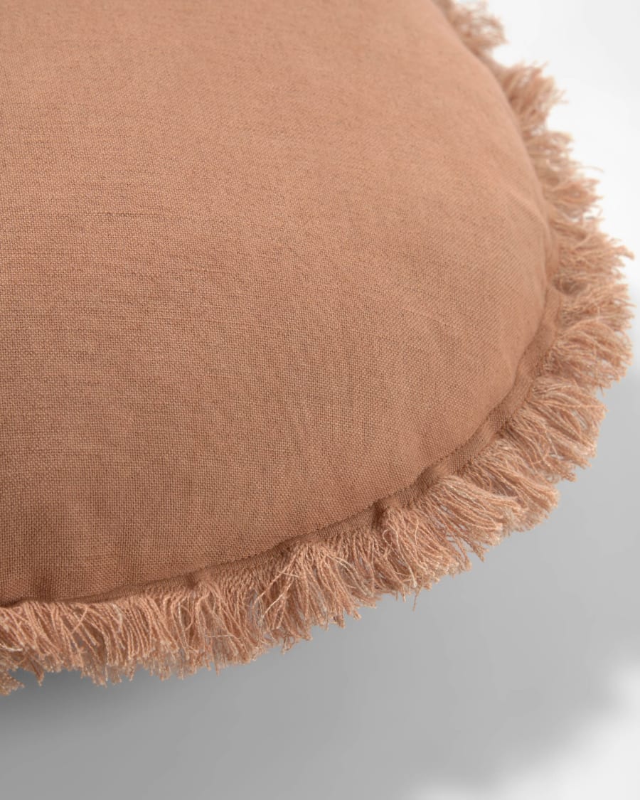 Clarice cotton and linen cushion cover brown Ø 45 cm