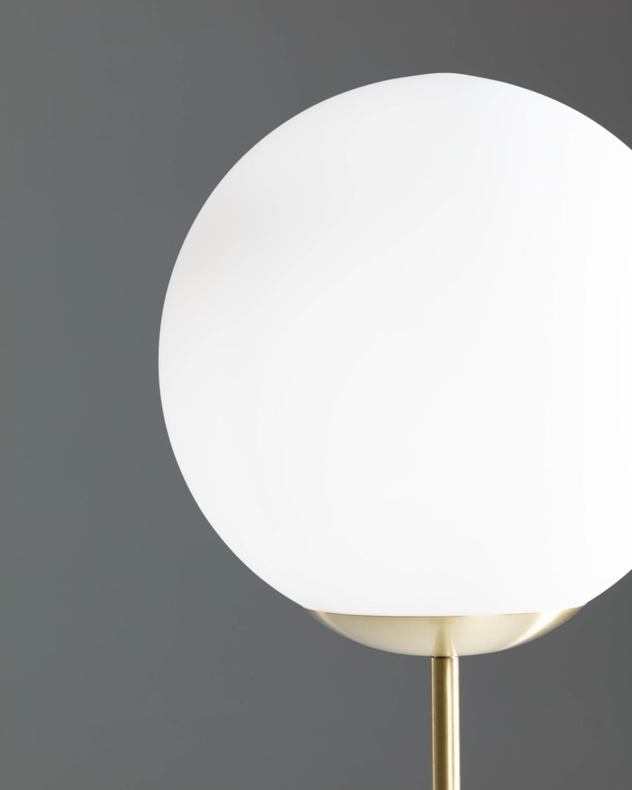 Mahala floor lamp in steel and frosted glass UK adapter