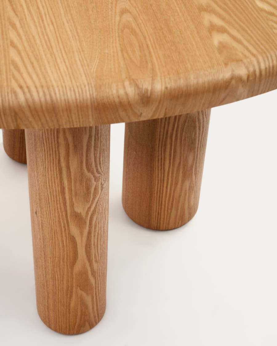 Mailen round table in ash wood veneer with natural finish, Ø 120 cm