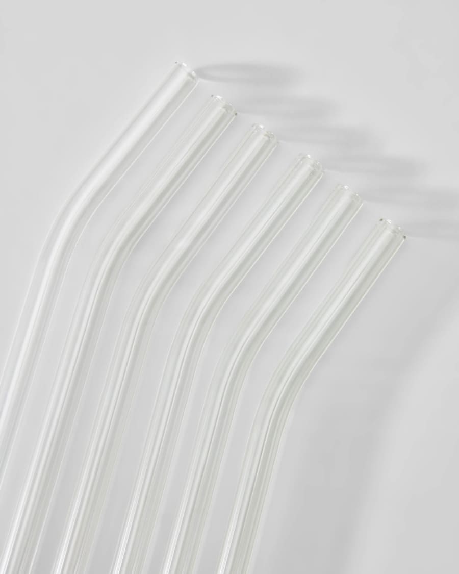 Gillia set of 6 clear glass reusable straws
