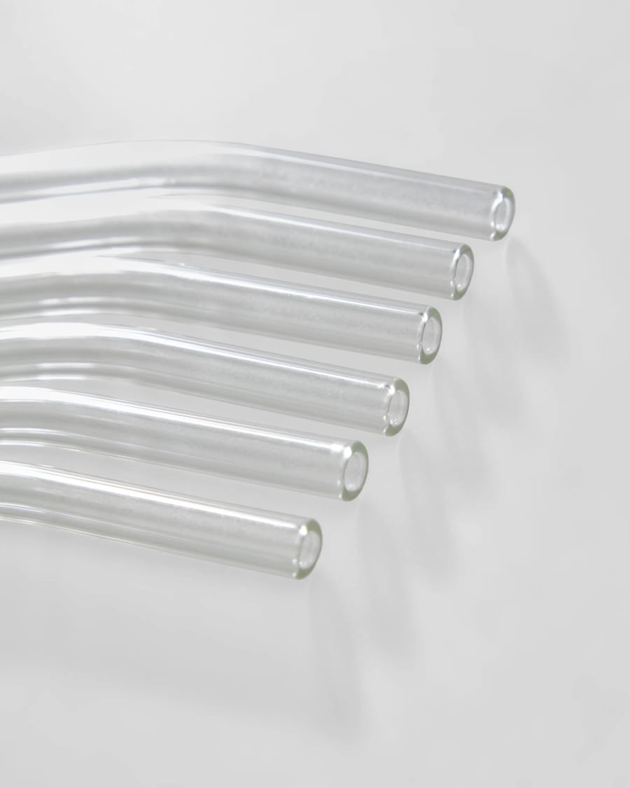 Gillia set of 6 clear glass reusable straws