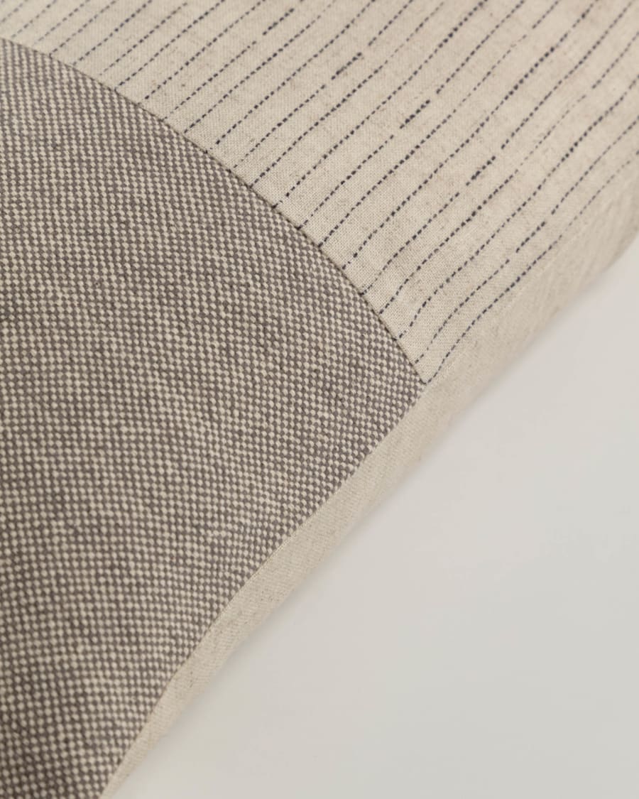 Sagira 100% cotton cushion cover with beige tassels and stripes 30 x 50 cm