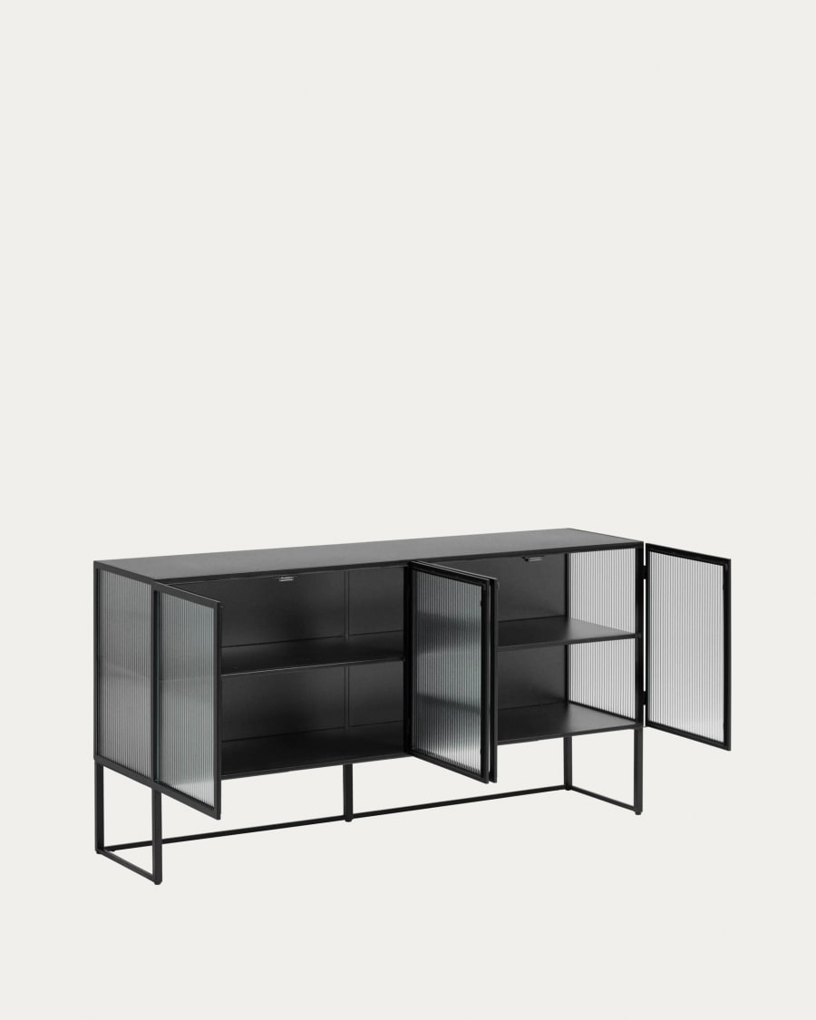 Trixie steel sideboard with 4 doors in a black painted finish, 160 x 81 cm