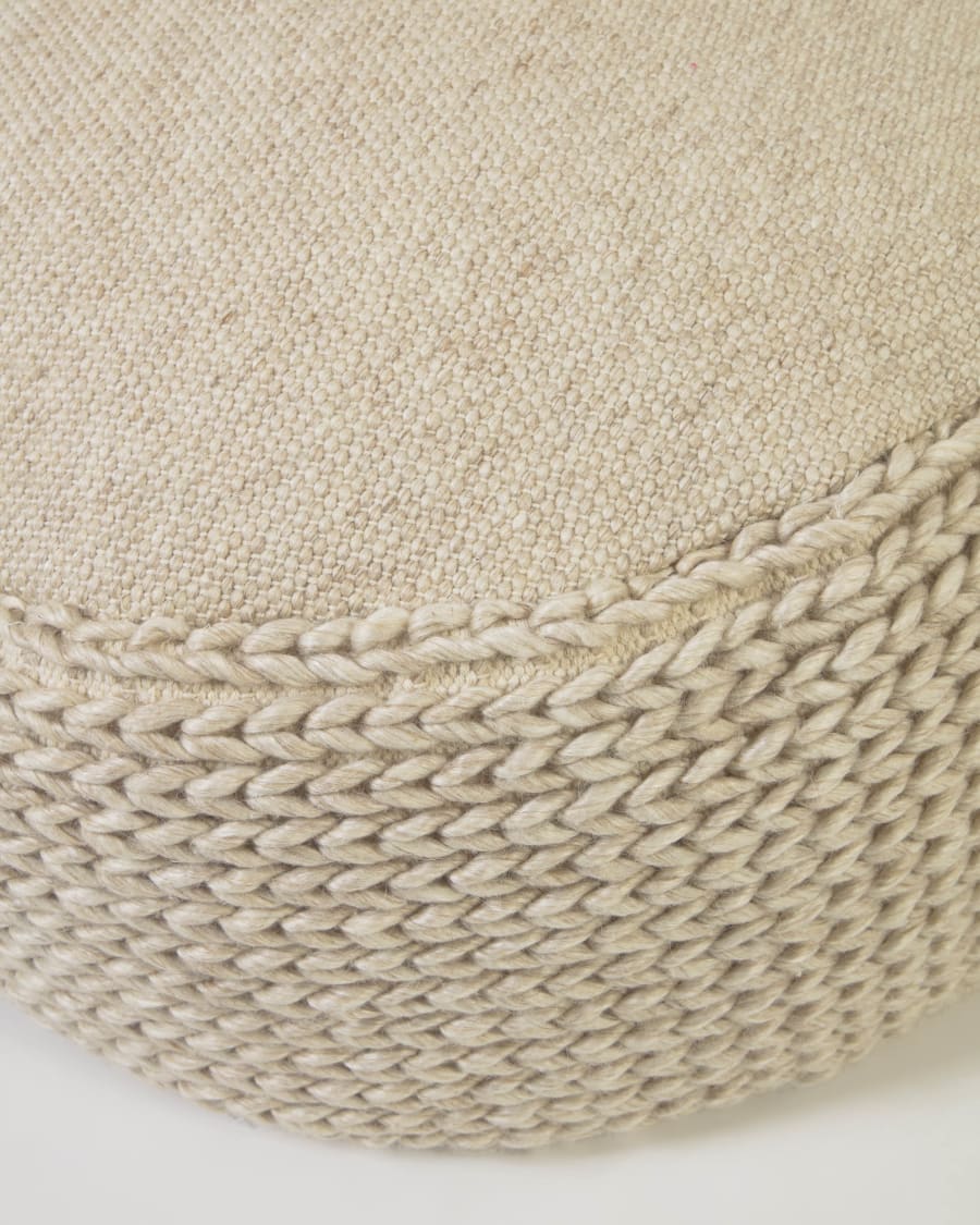 Lillii round PET pouffe in beige Ø 70 cm