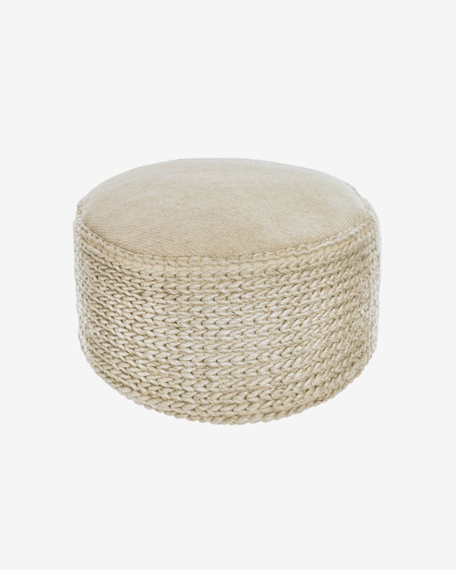 Lillii round PET pouffe in beige Ø 70 cm