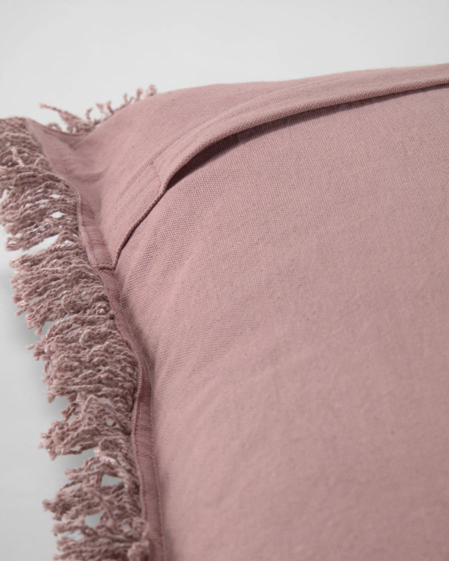 Shallow 100% cotton cushion cover pink tassels 45 x 45 cm