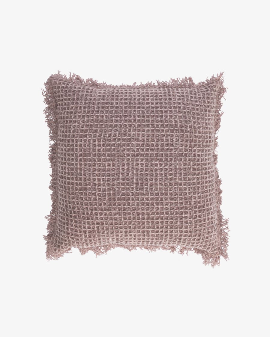 Shallow 100% cotton cushion cover pink tassels 45 x 45 cm