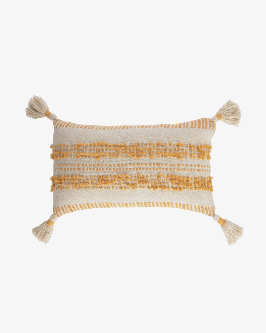 Mileia cotton cushion cover in mustard and white 30 x 50 cm