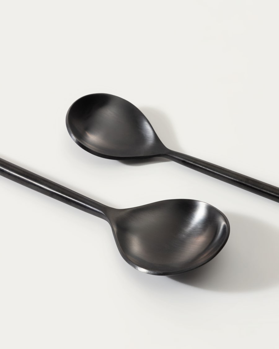 Fer rounded handle 16-piece black cutlery set