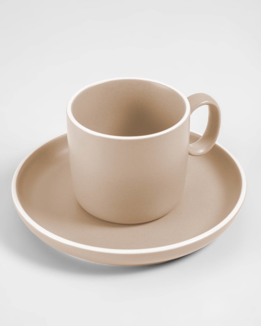 Shun coffee cup and saucer in beige porcelain