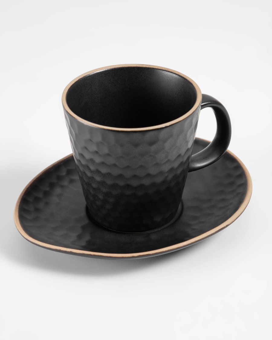 Κούπα καφέ και πιατάκι Manami, κεραμικό μαύρο