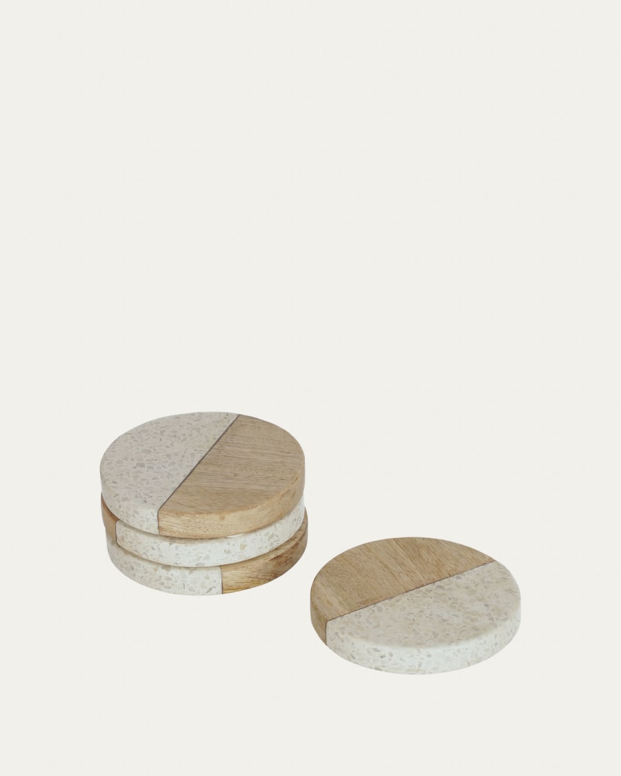Augustine terrazzo and wood set of 4 coasters