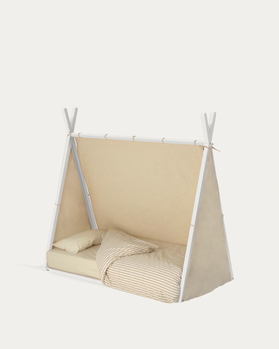 Maralis Tipi-Bett aus massiver Buche mit weißem Finish für Matratze von 70 x 140 cm