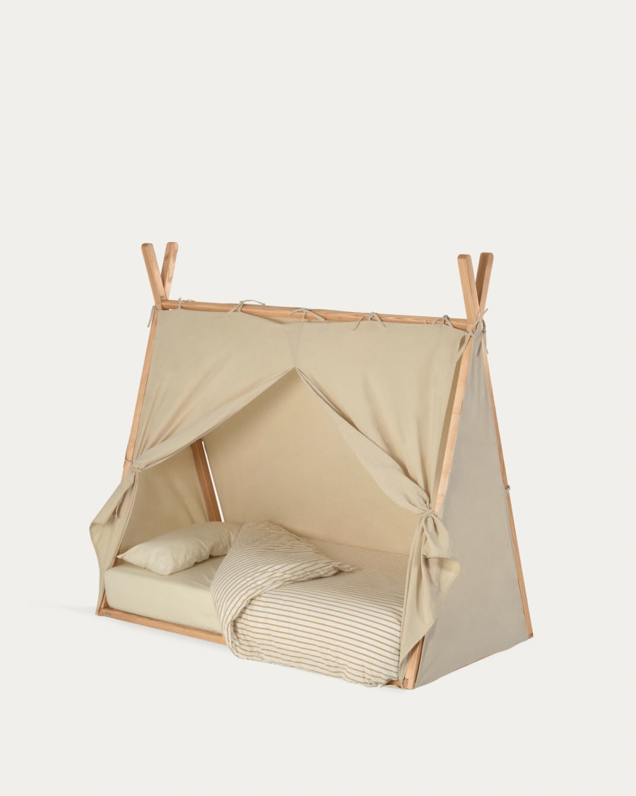 Maralis teepee bed made of solid beech wood with a natural finish, for 70 x 140 cm mattresses