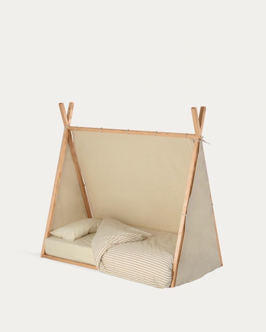 Maralis teepee bed made of solid beech wood with a natural finish, for 70 x 140 cm mattresses