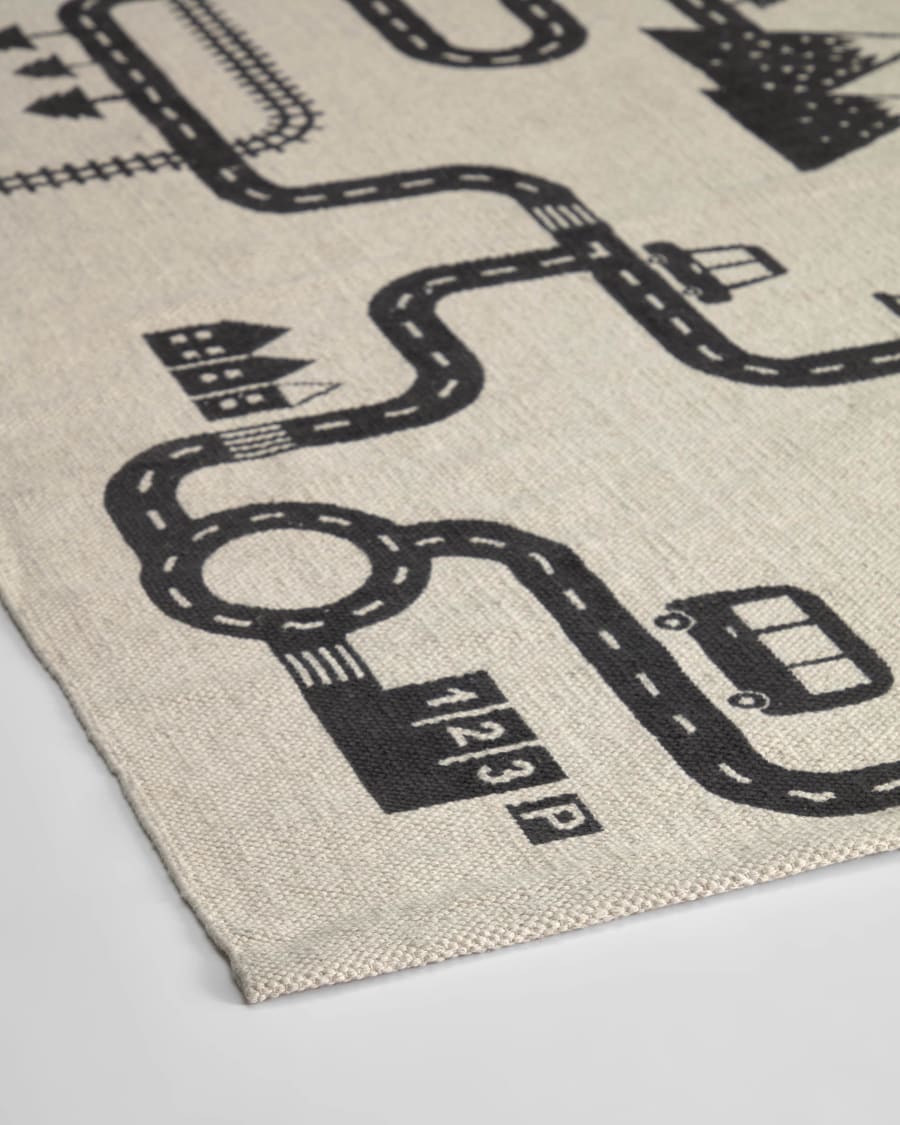 Nisi 100% organic cotton (GOTS) rug in beige and black 75 x 120 cm