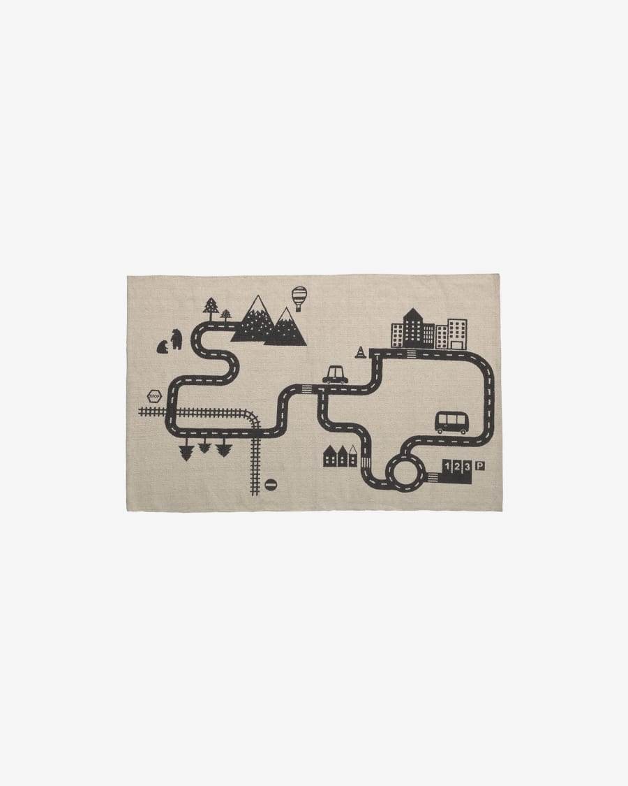 Nisi 100% organic cotton (GOTS) rug in beige and black 75 x 120 cm
