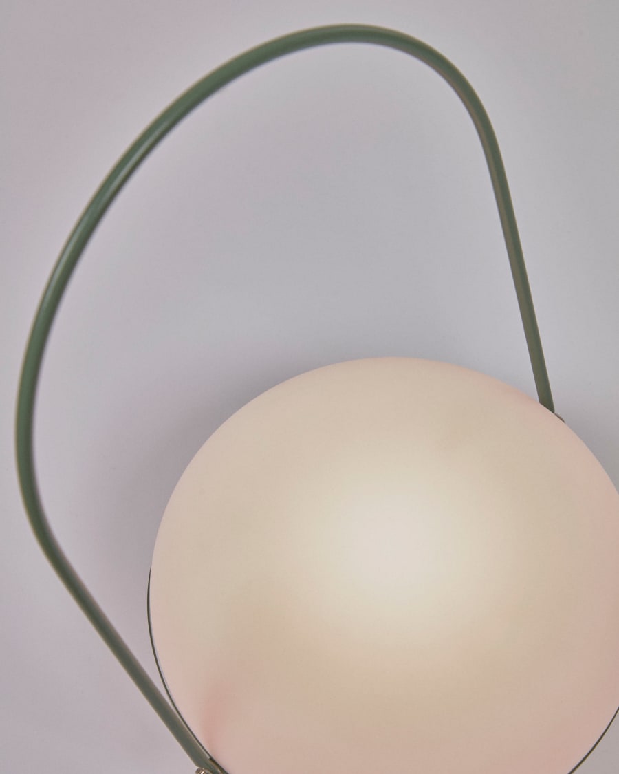 Tea table lamp in polythene and metal with green finish