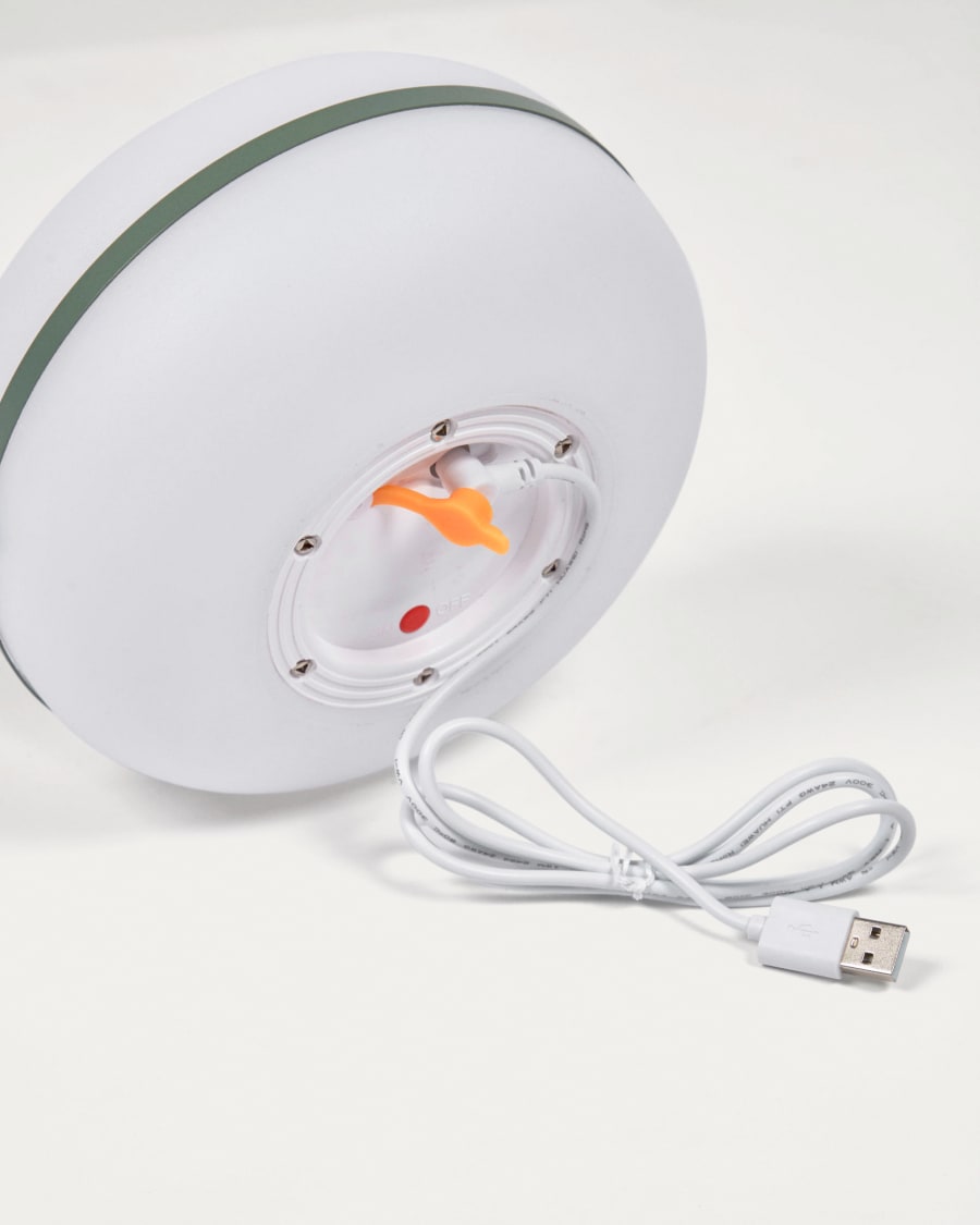 Tea table lamp in polythene and metal with green finish