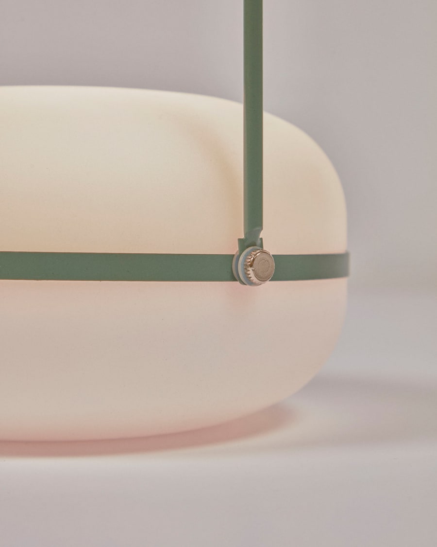 Tea table lamp in polythene and metal with green finish