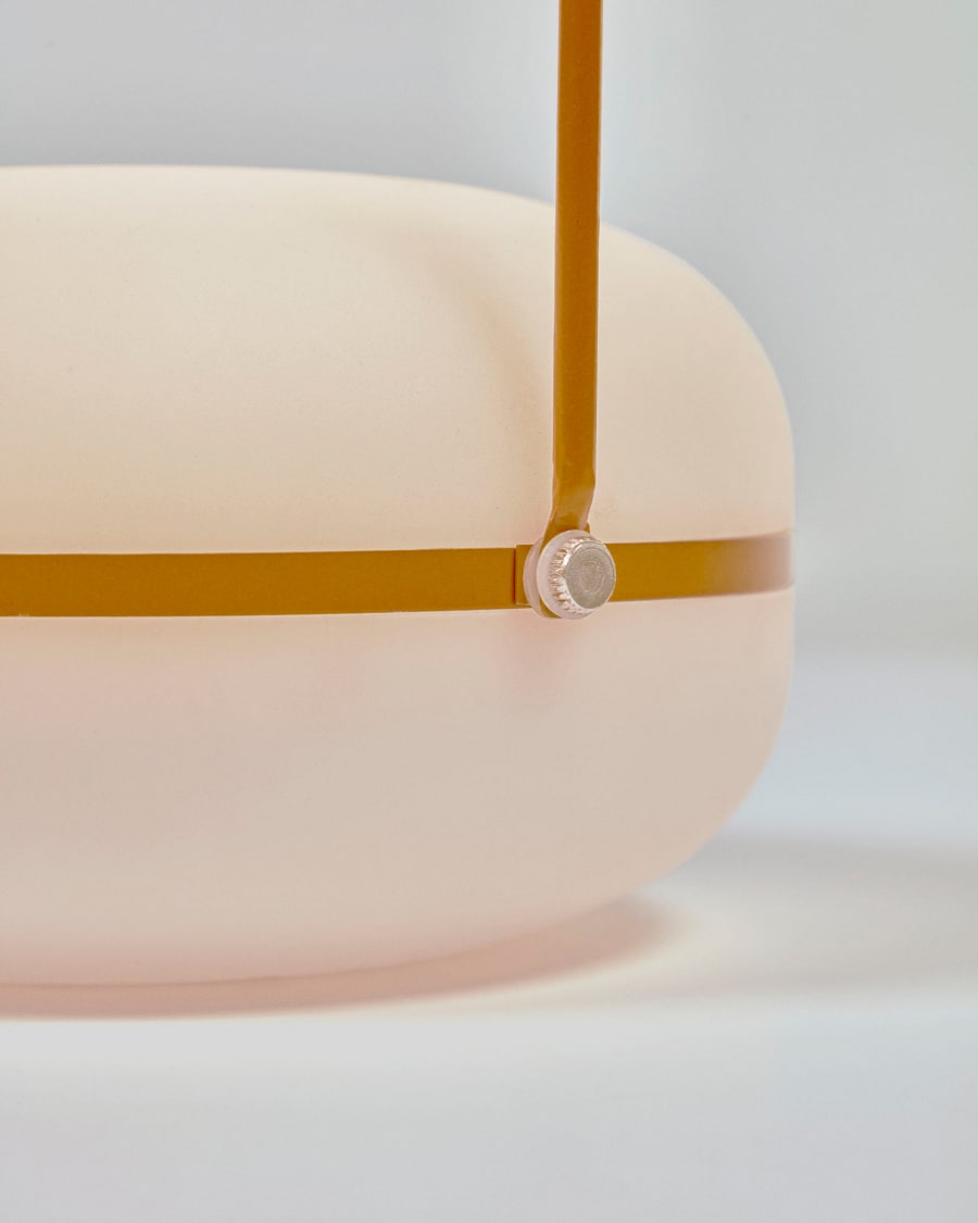 Tea table lamp in polythene and metal with mustard finish