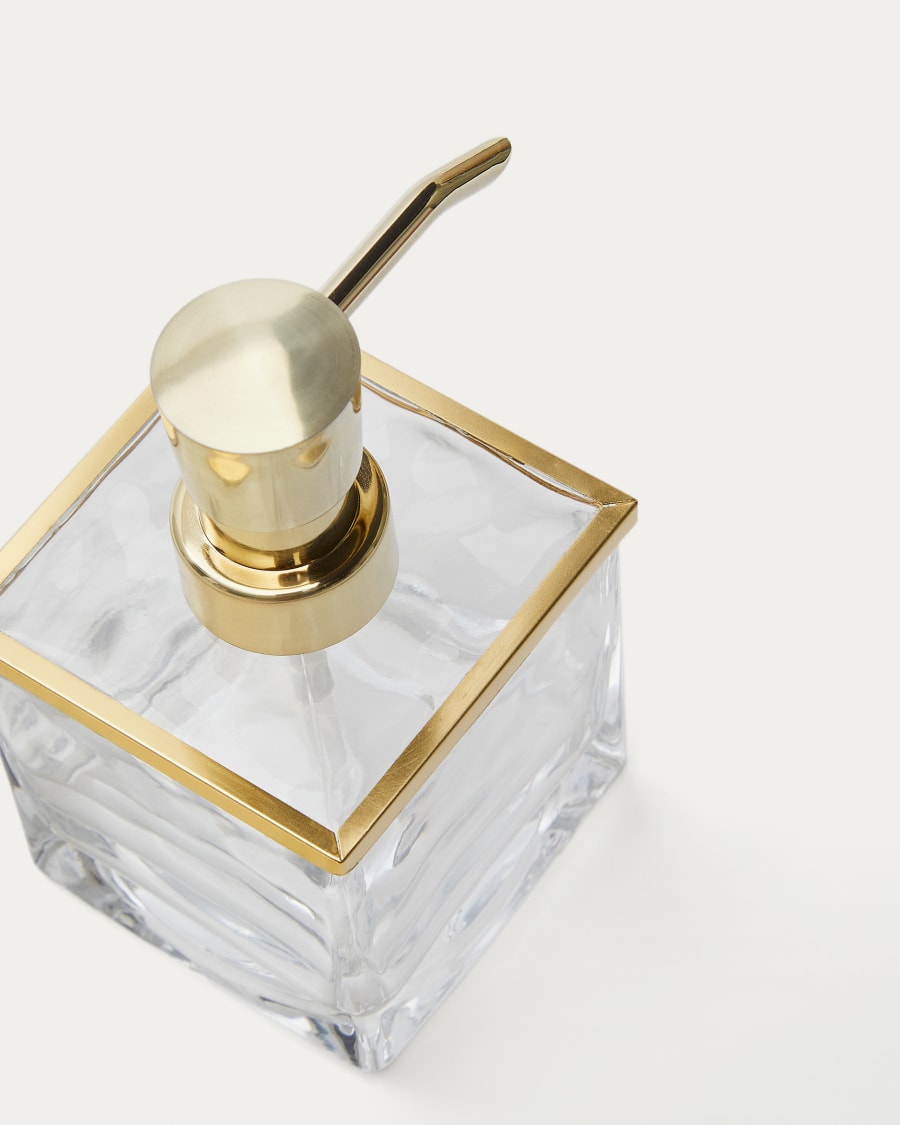 Dispenser per sapone Soanet in vetro e metallo con finitura dorata