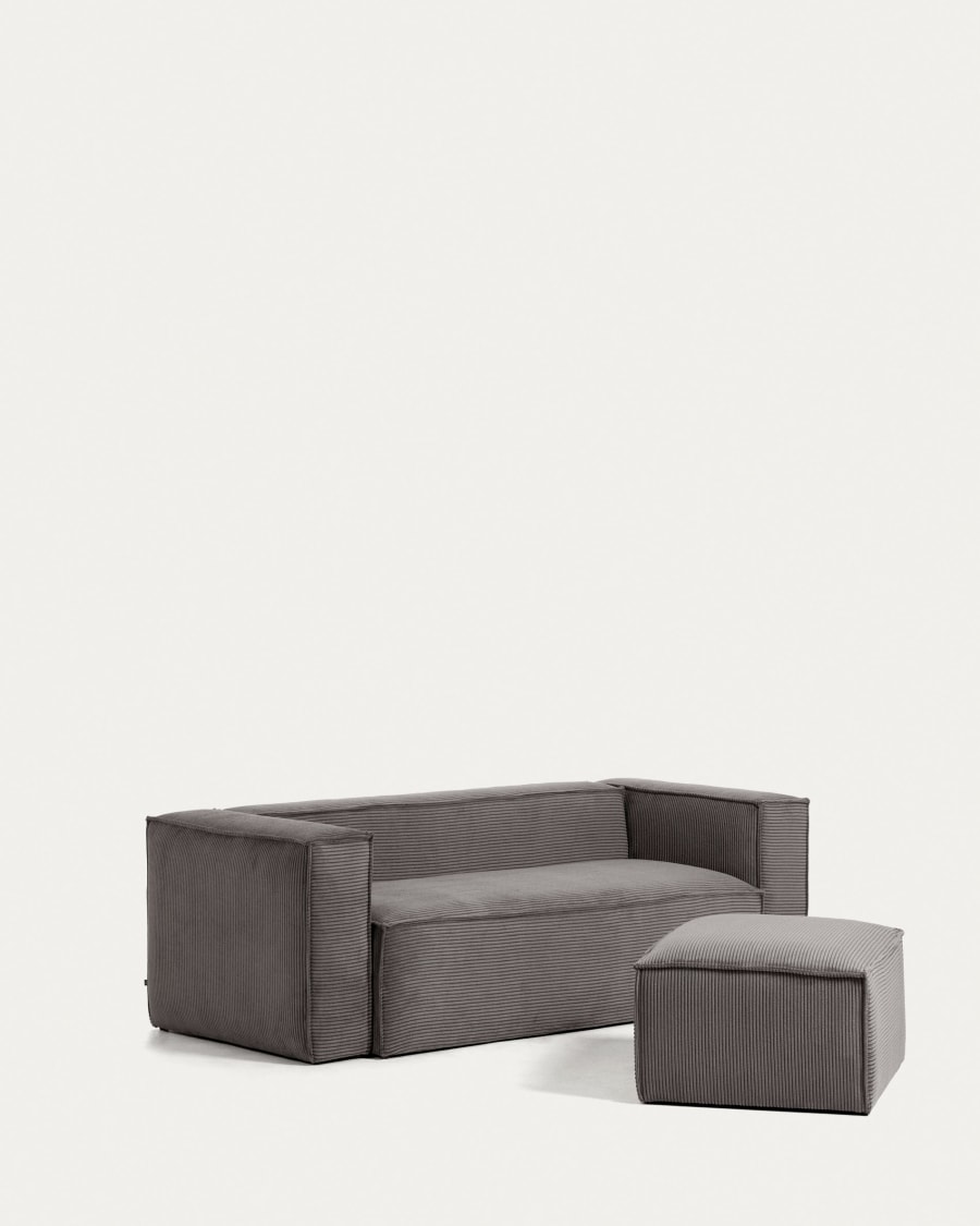 Blok 3 seater sofa in grey wide seam corduroy, 240 cm