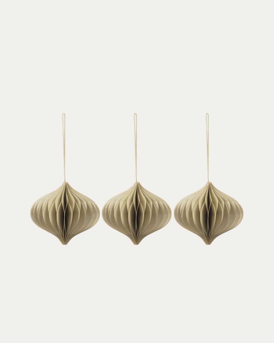 Xilene set of 3 decorative baubles in beige