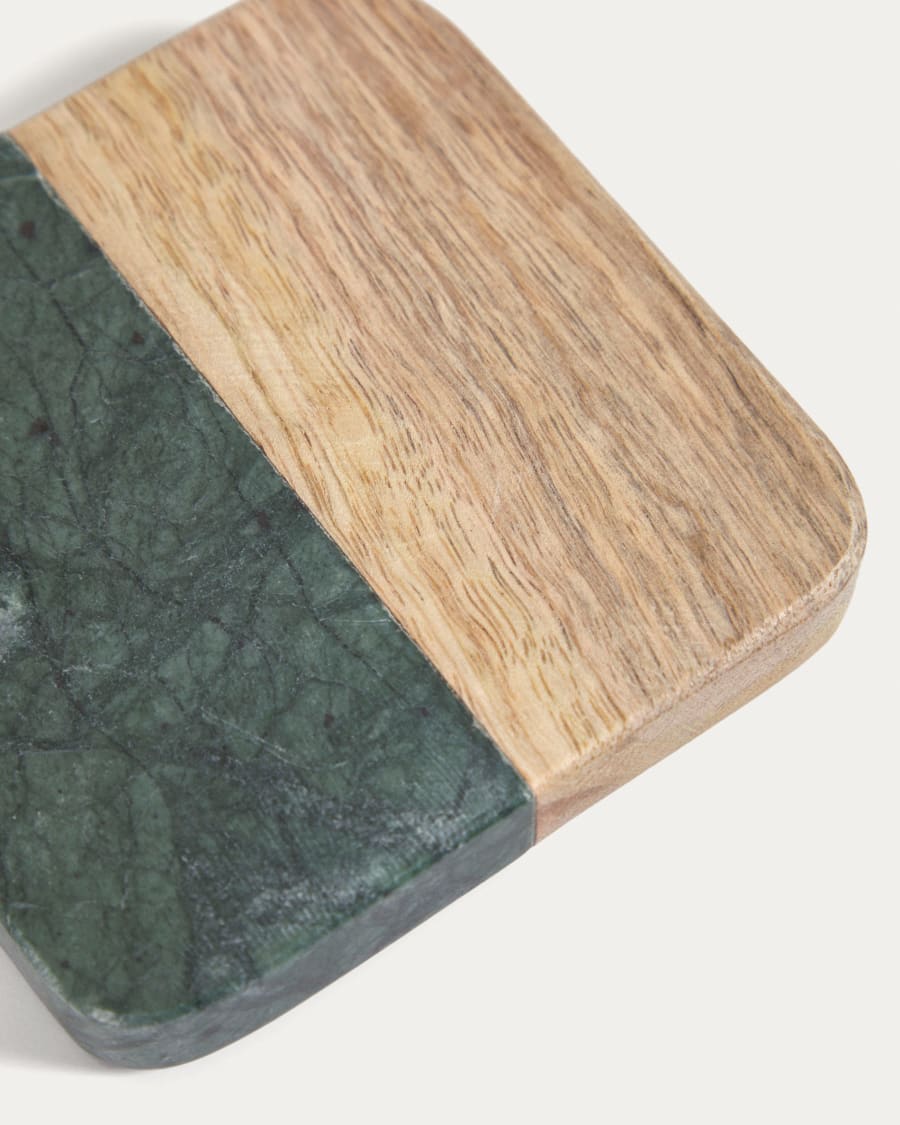 Wilmina set of 4 coasters in green stone and wood
