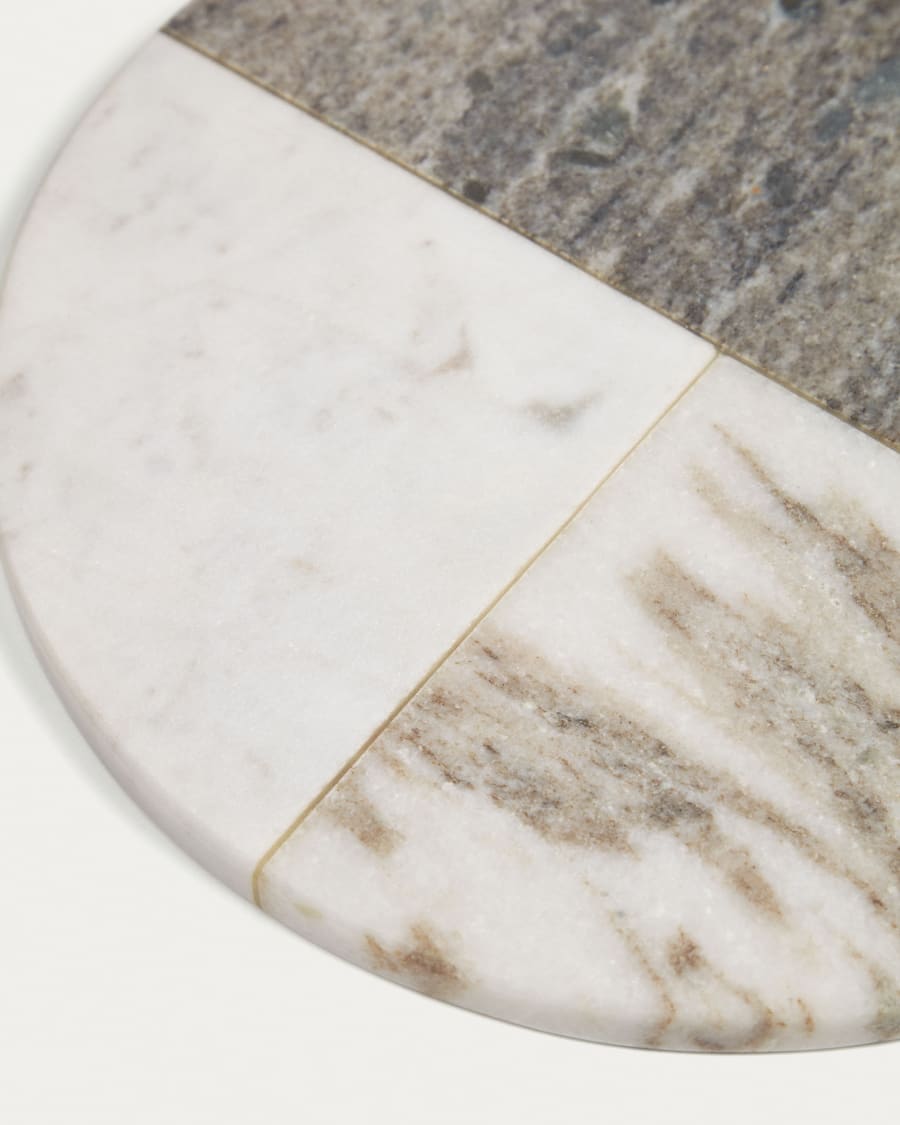 Xamila large round serving board in multicoloured marble