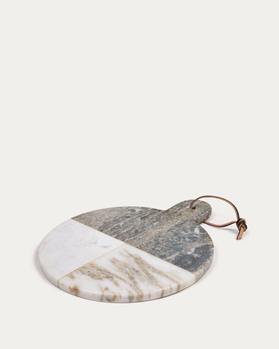 Xamila large round serving board in multicoloured marble