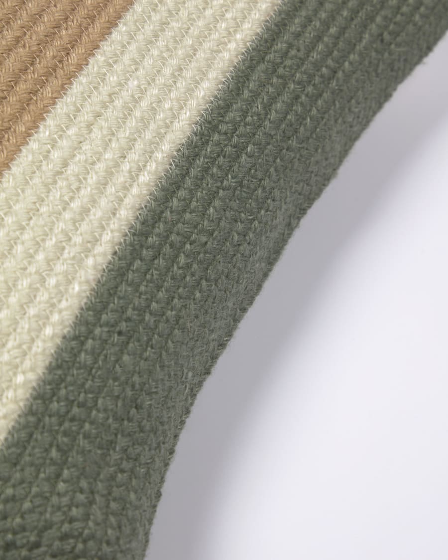 Leeith cushion cover 100% PET in green and beige stripes 45 x 45 cm