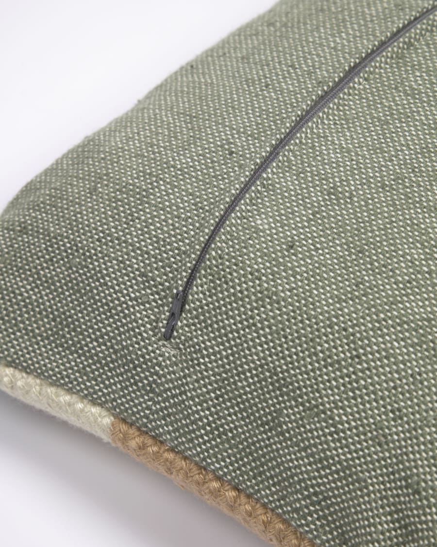 Leeith cushion cover 100% PET in green and beige stripes 45 x 45 cm