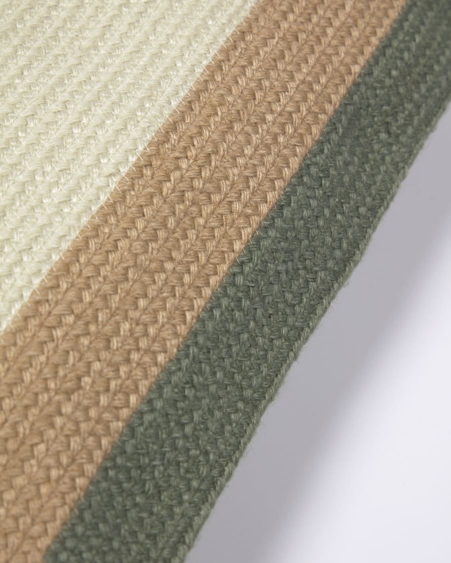 Leeith cushion cover 100% PET in green and beige stripes 30 x 50 cm