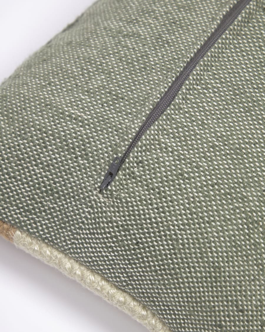 Leeith cushion cover 100% PET in green and beige stripes 30 x 50 cm