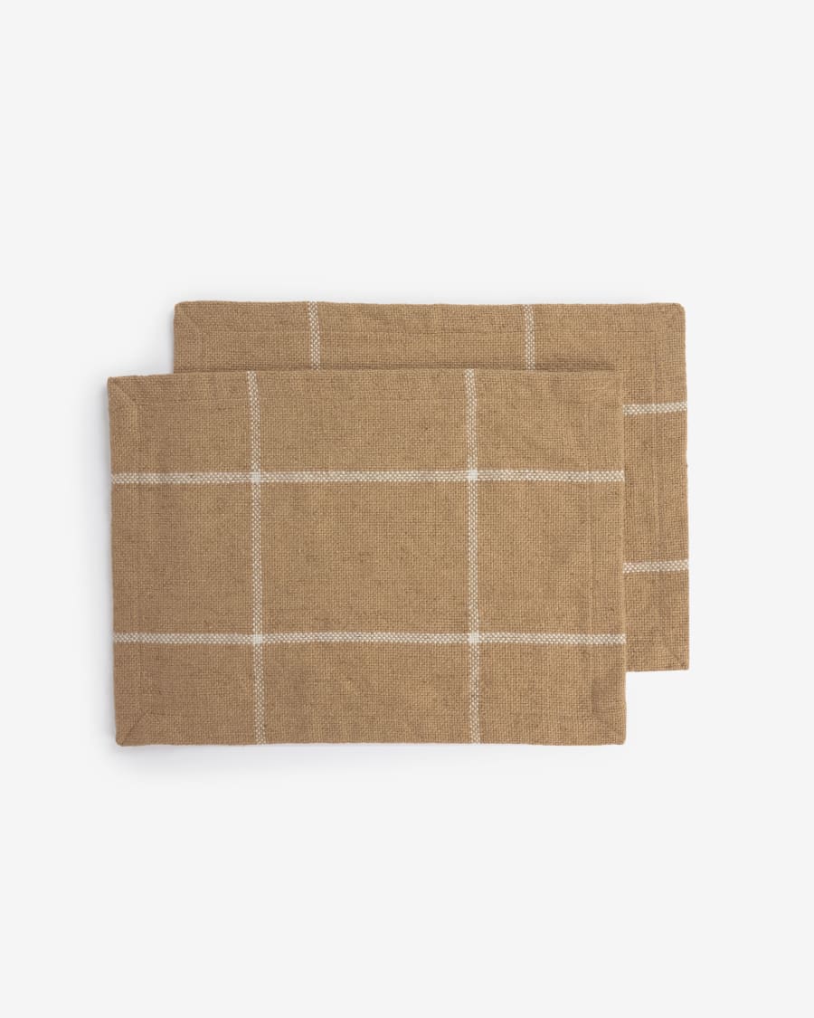 Micaela 100% PET 2-individual placemat set in brown