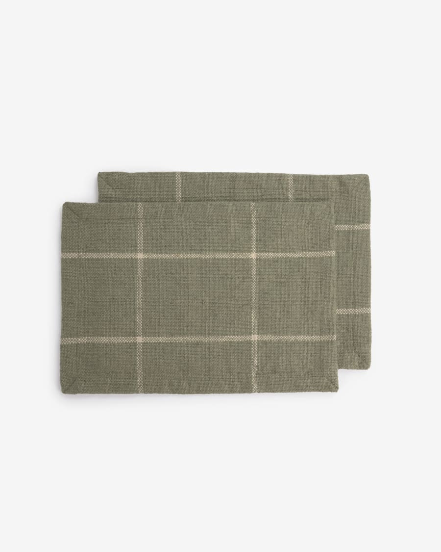 Micaela 100% PET 2-individual placemat set in green