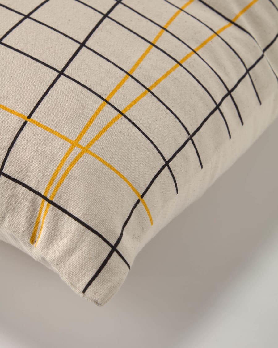 Saori 100% organic cotton (GOTS) striped cushion cover in black and yellow 45 x 45 cm