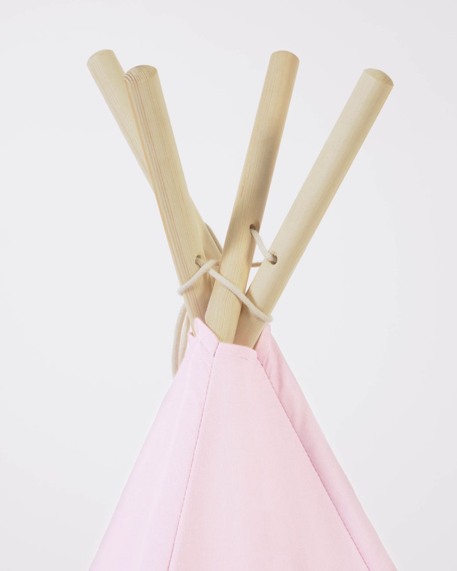 Darlyn 100% pink cotton tipi with solid pine wood legs