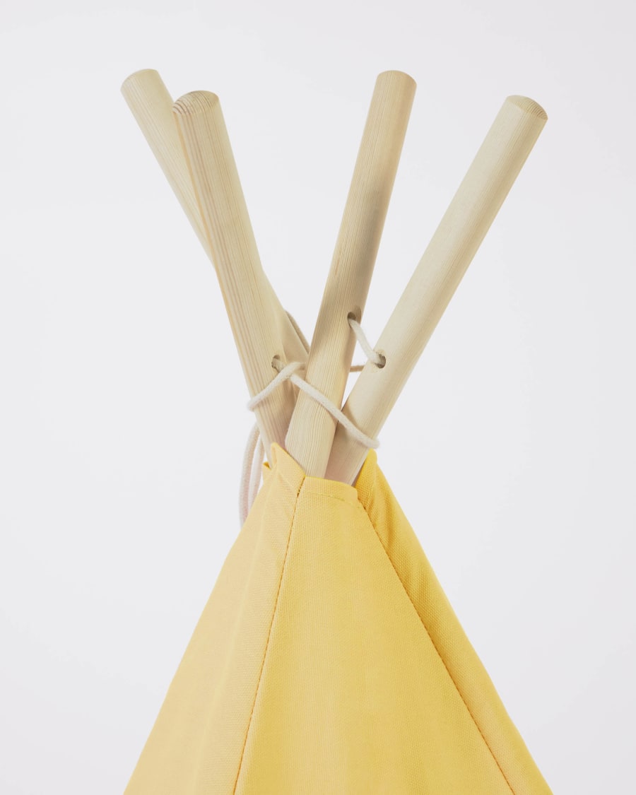 Darlyn 100% mustard cotton tipi with solid pine wood legs